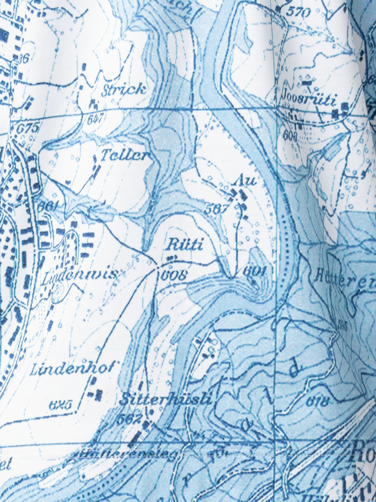 Designer St. Gallen Map Print Cotton Jersey T-shirt - blue - multicolor