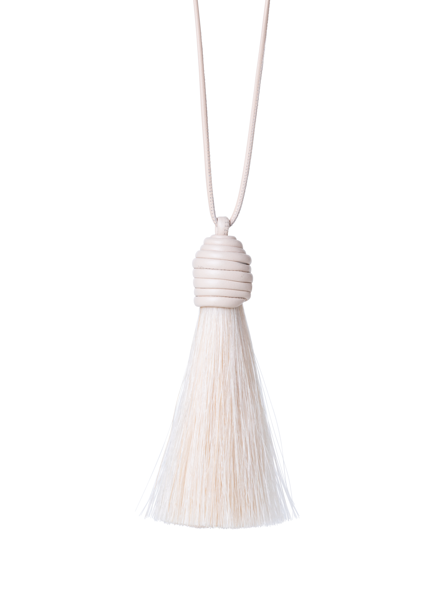 Designer Horsehair Necklace - ecru - white