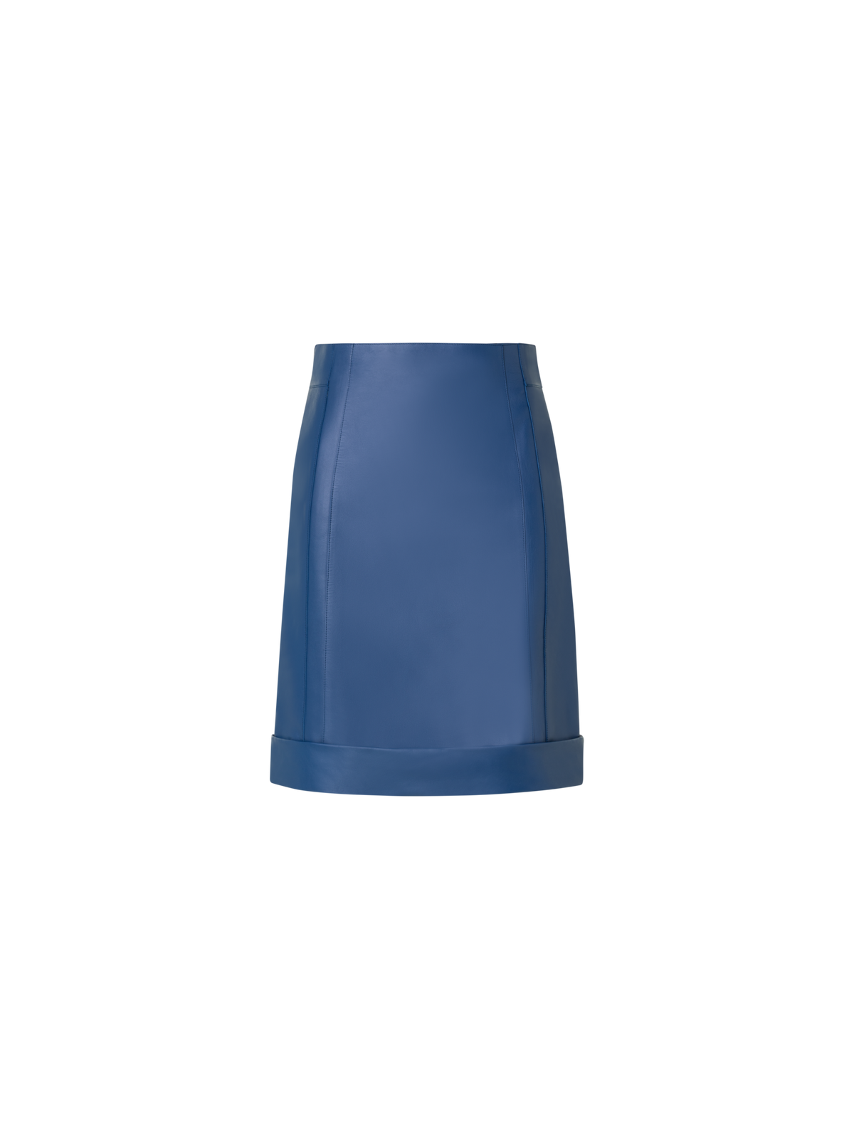 Designer Short Fitted Leather Skirt - blue