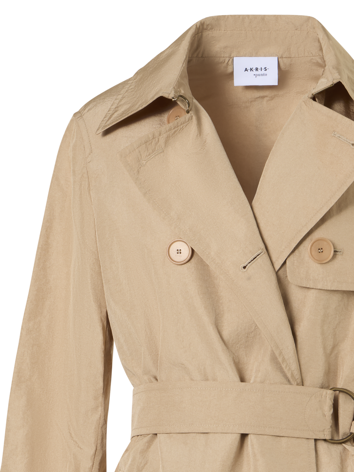 Designer Long-Sleeve Crinkled Parachute-Taffeta Long Trench Coat - beige
