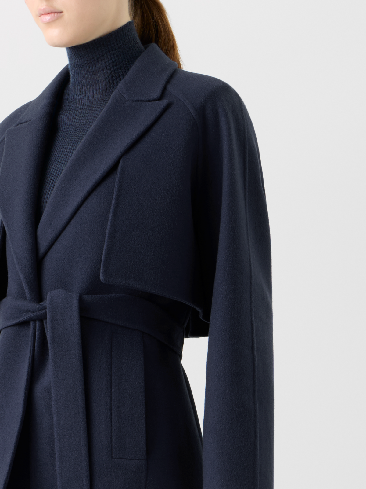 Designer Short Duo Coat - Cashmere Vest and Bolero - neutral - navy - blue #editorial