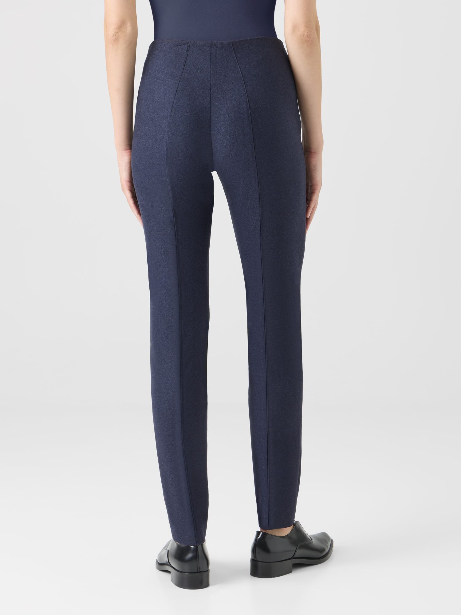 Designer Slim Wool Stretch Flannel Pants - black 