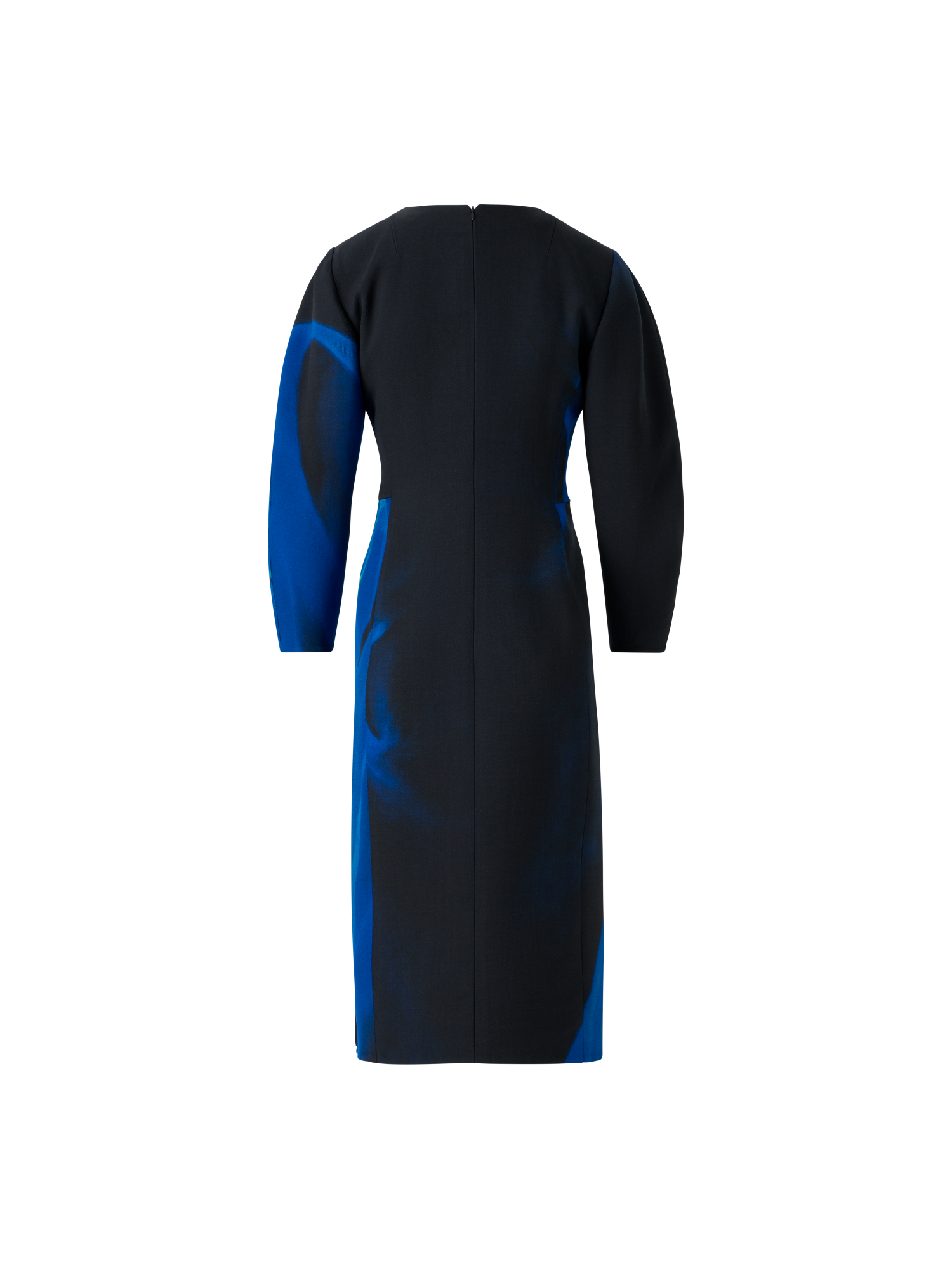 Designer Barrel Sleeve Dress in Alyson's Cyanotype Print - blue - multicolor