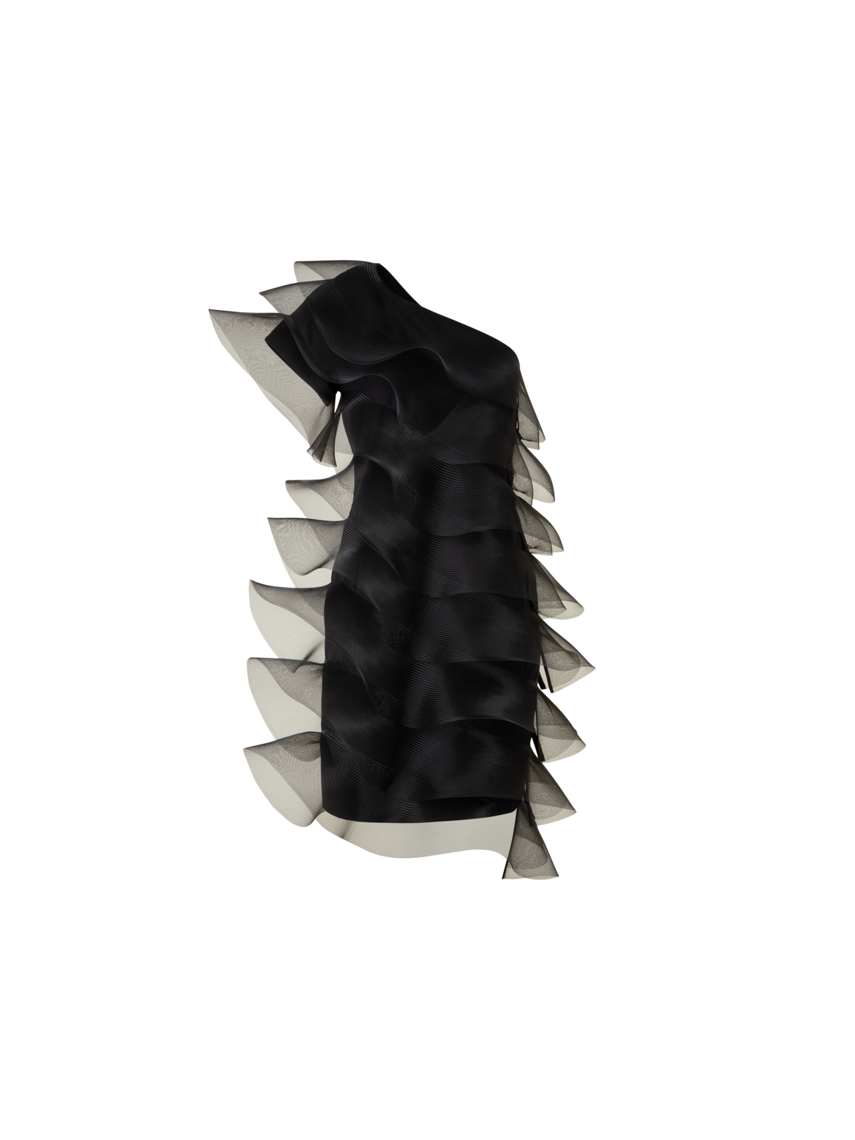 Designer Cotton Silk Cocktail Dress with Waves - black