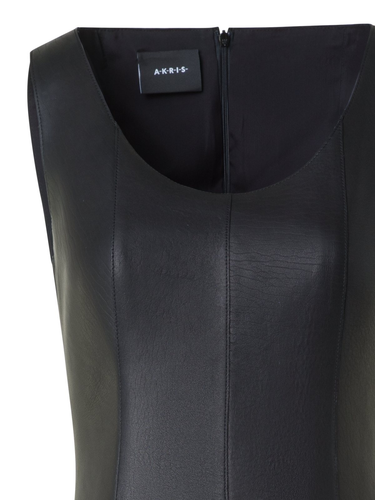 Designer Fit and Flare Leather Dress - black - neutral