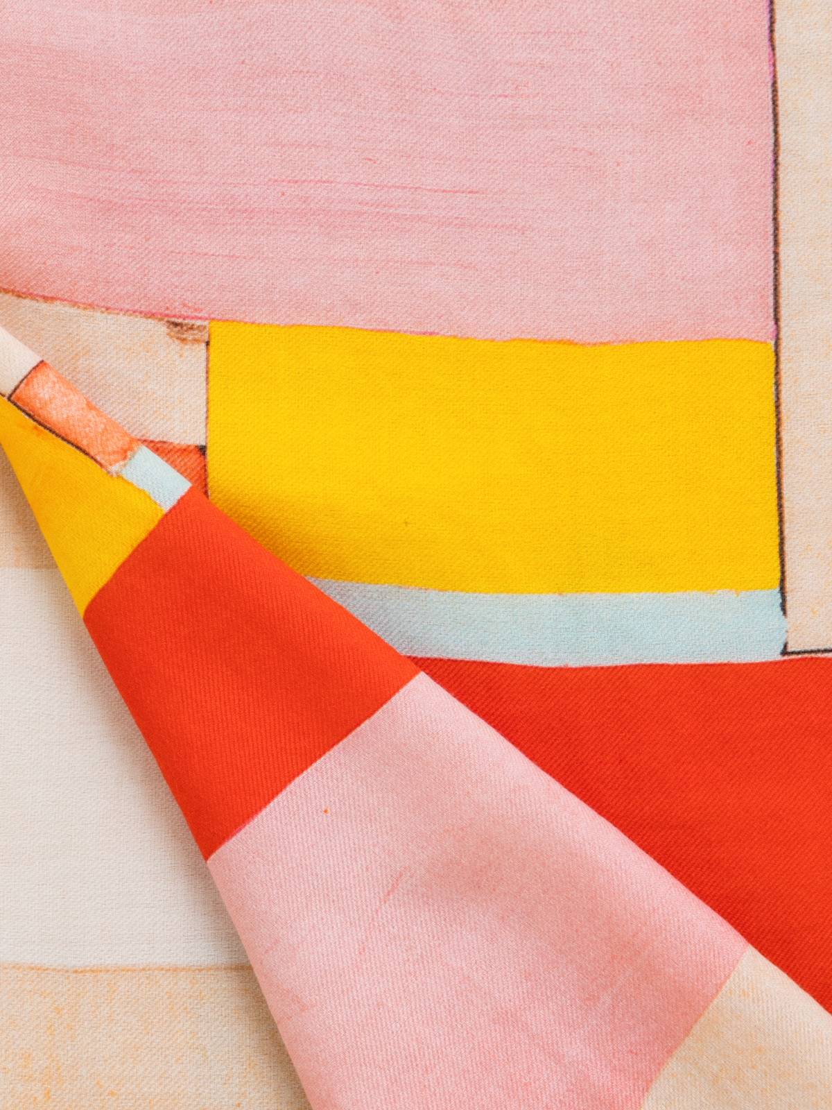 Designer Scarf in Cashmere and Silk with Mural Print - multicolor