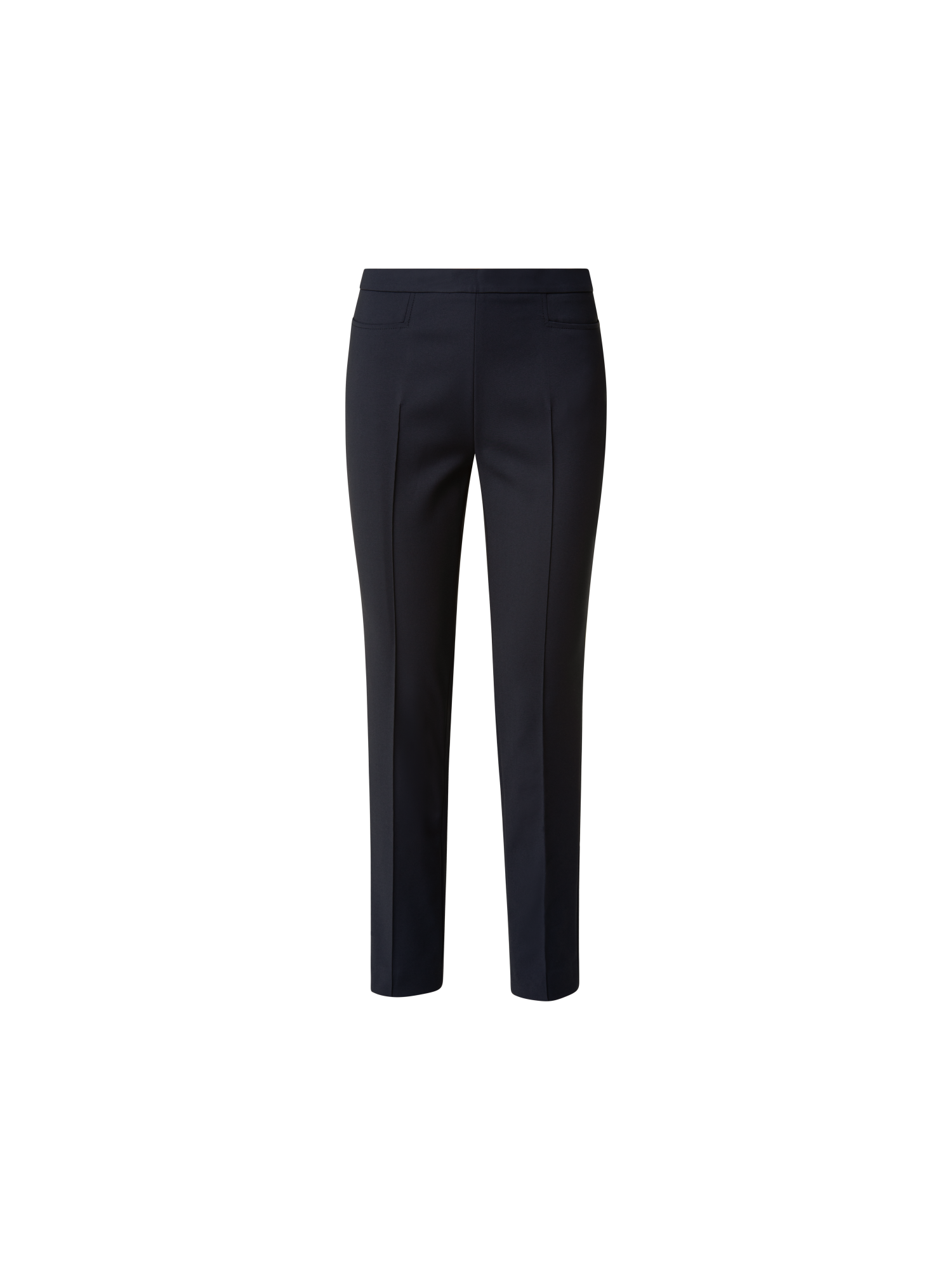 Designer Slim Ankle-Length Cotton Techno Stretch Pants - navy - blue