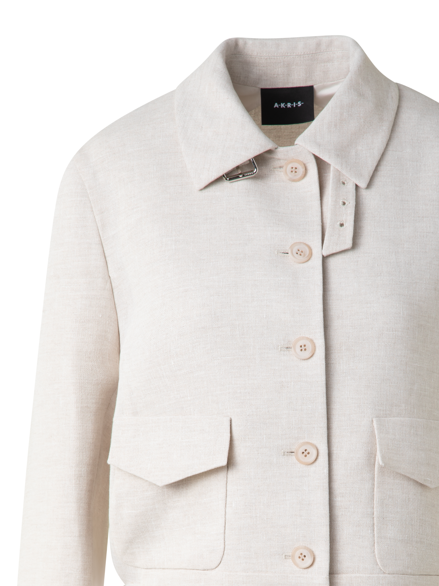 Designer Short Blouson Jacket in Linen Double-Face - neutral - grey - beige