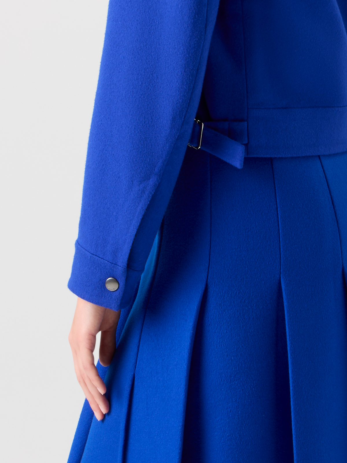 Designer Short Wool Flannel Double-Face Blouson Jacket - blue #editorial