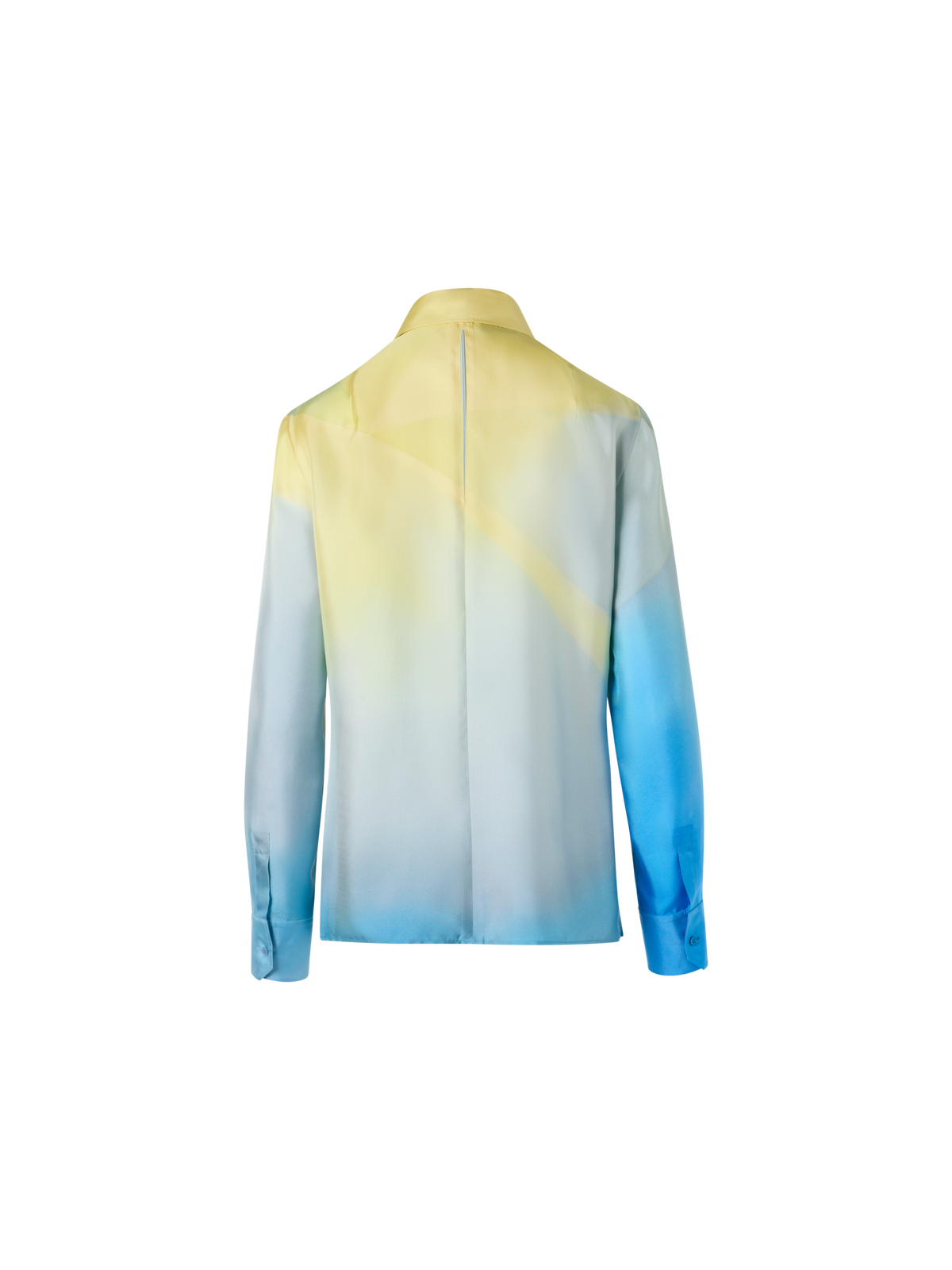 Designer Silk Twill Tunic Blouse with Sunbeam Print - blue - multicolor