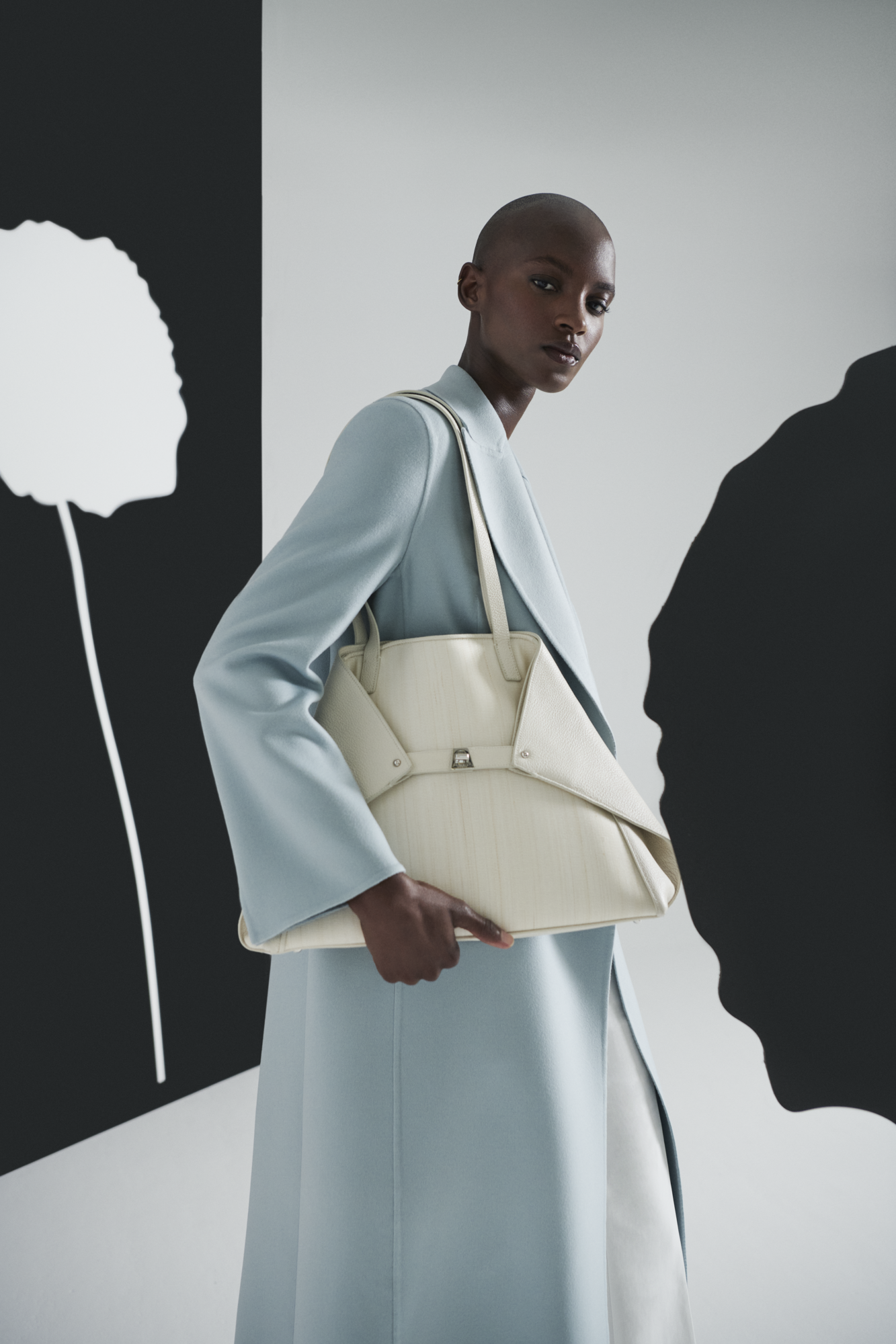 Designer Double Breasted Coat in Cashmere Double-Face - pastel - blue 