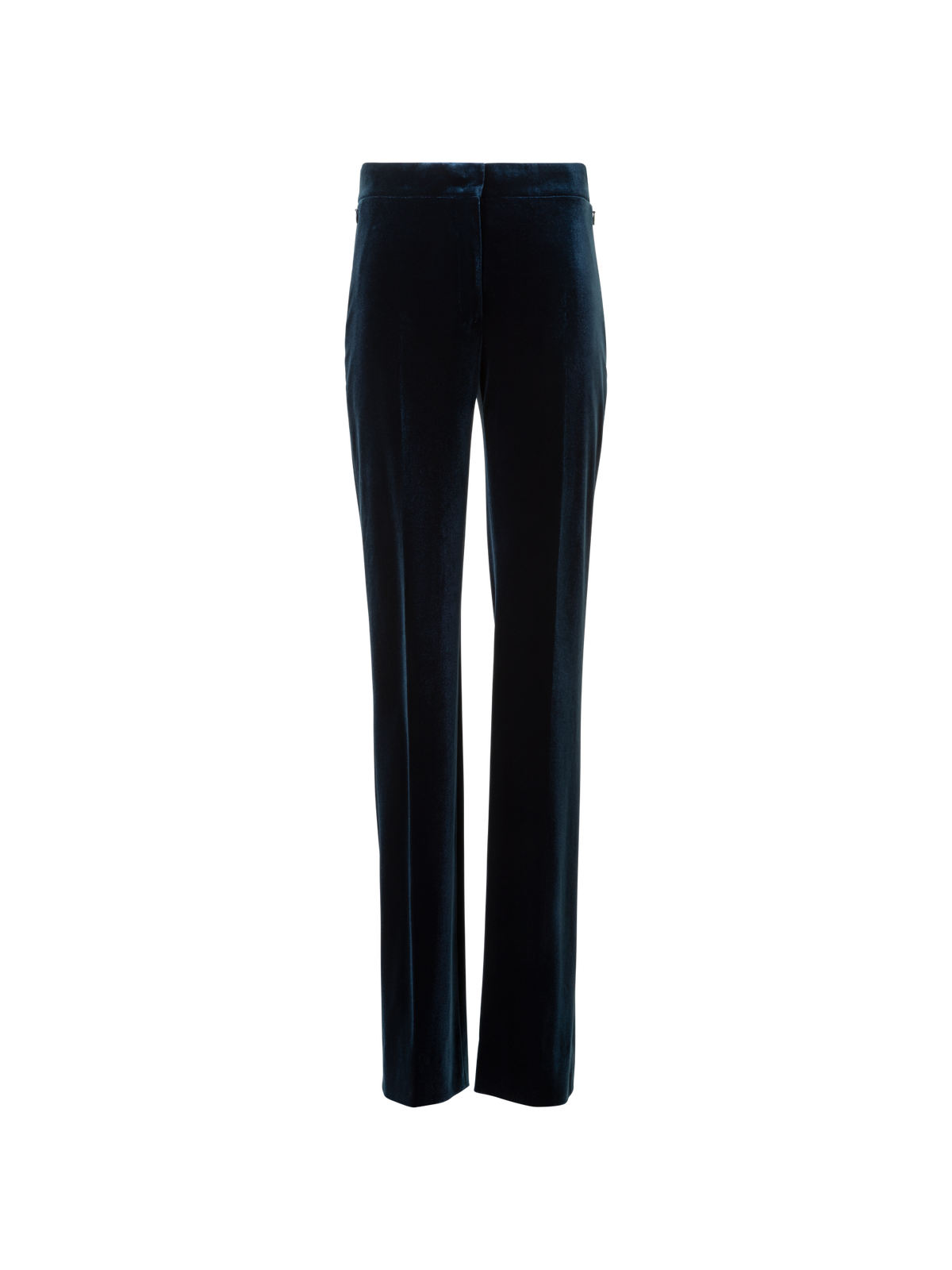 Designer Straight Stretch Techno Velvet Pants - neutral - navy - blue