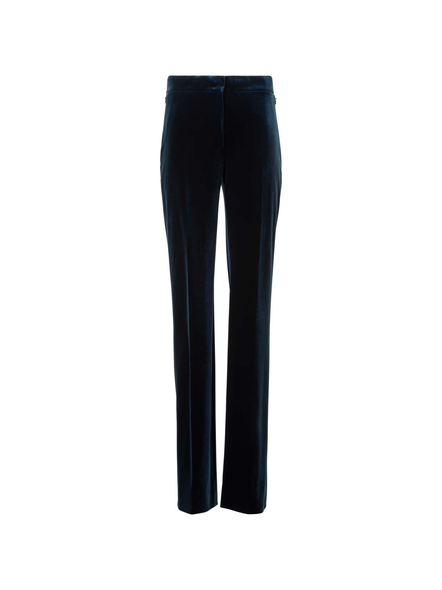 Designer Straight Stretch Techno Velvet Pants - neutral - navy - blue