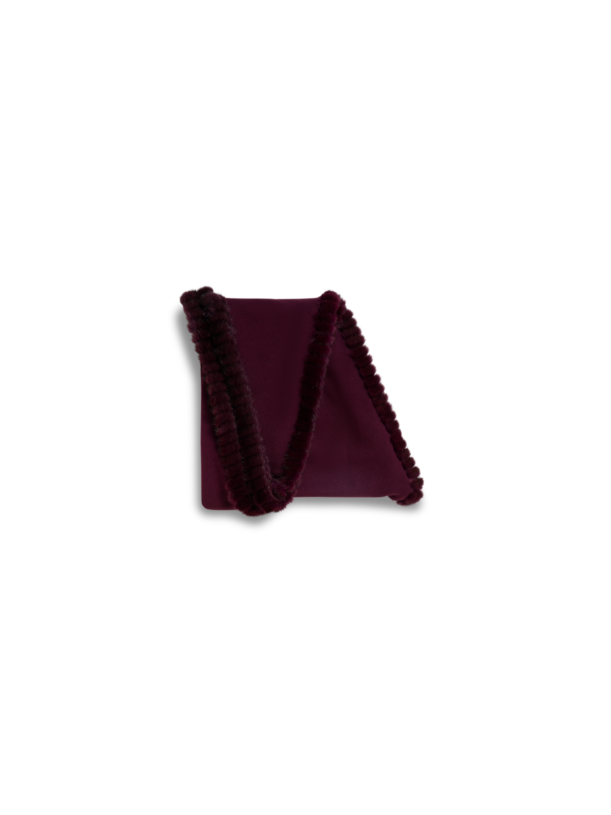 Designer Cashmere Silk Scarf with Mink Trim - red