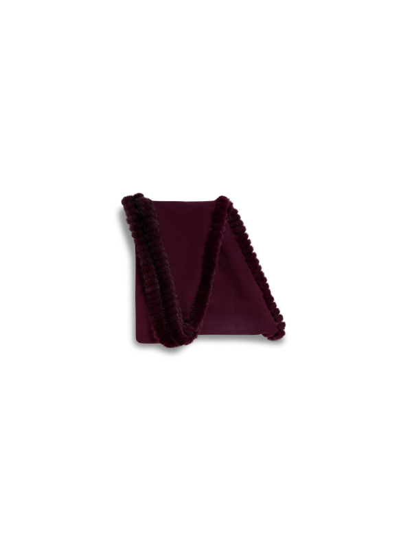 Designer Cashmere Silk Scarf with Mink Trim - red