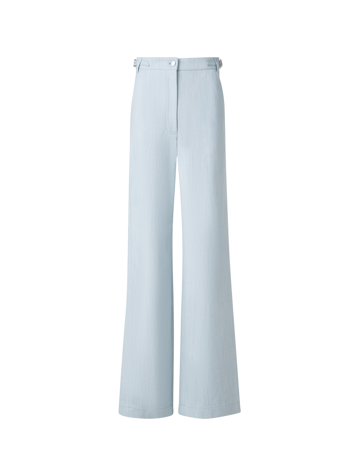 Designer Wide Cotton Denim Stretch Pants - pastel - blue