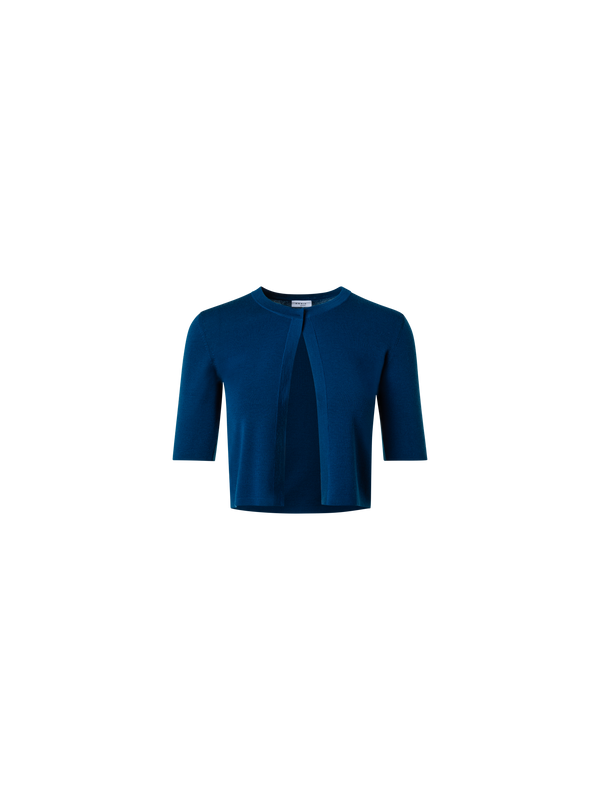 Designer Bolero Cardigan in Wool - blue