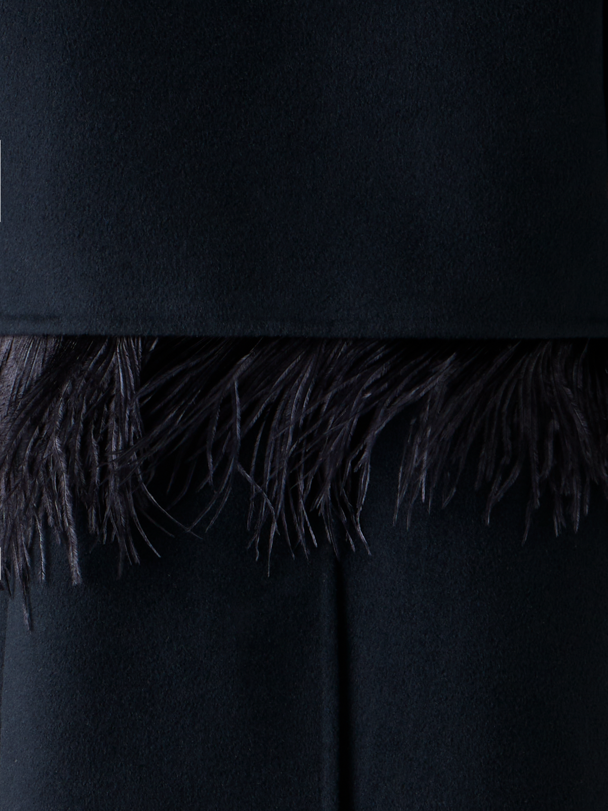 Designer Duo Coat - Vest and Bolero with Feather Detail - black - neutral