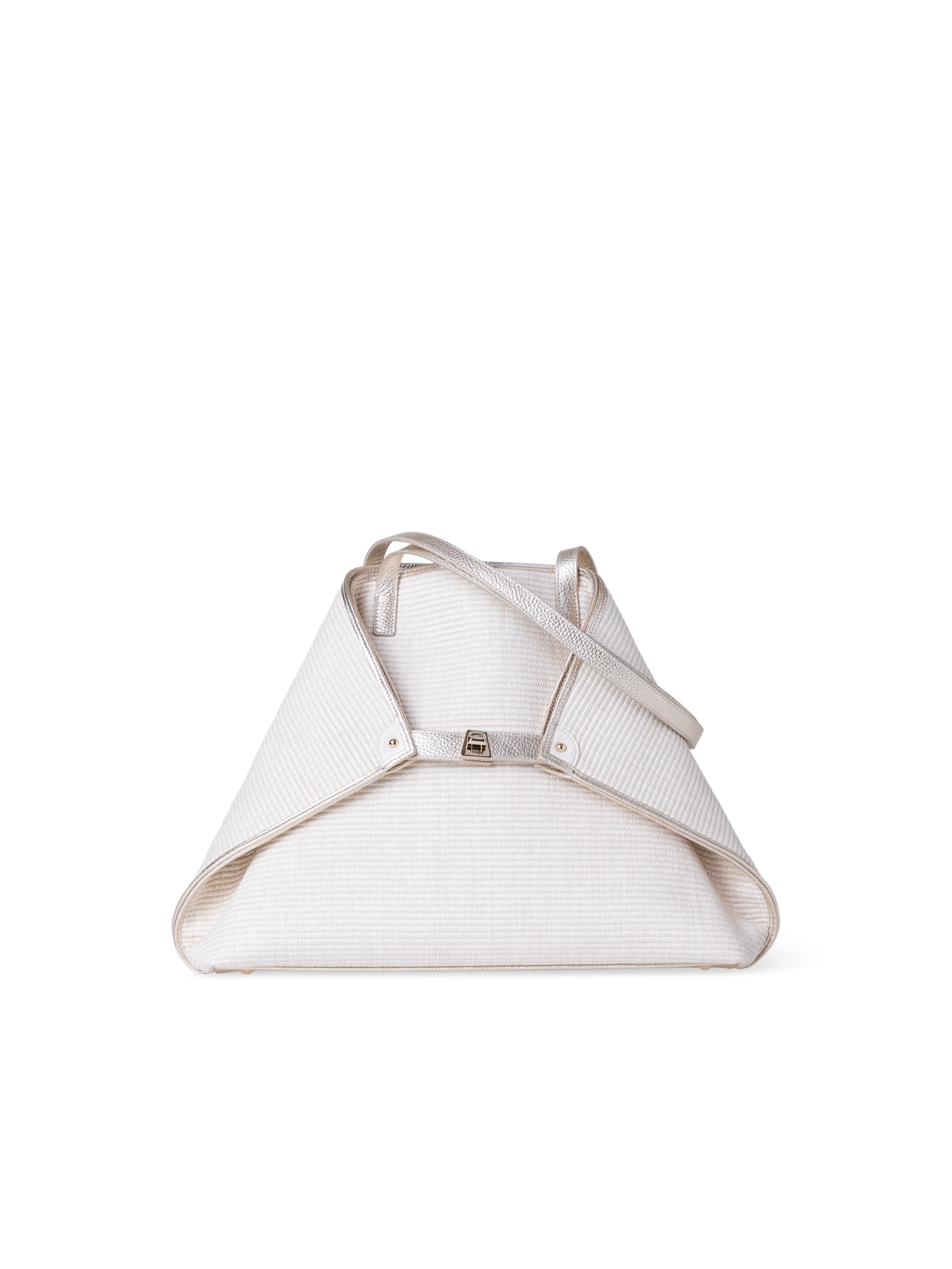 Designer Ai Medium Shoulder Tote - silver - ecru - beige - white