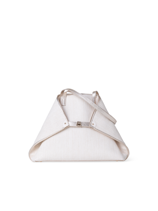 Designer Ai Medium Shoulder Tote - silver - ecru - beige - white