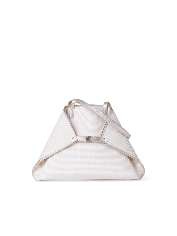 Designer Ai Medium Shoulder Tote - silver - ecru - beige - white