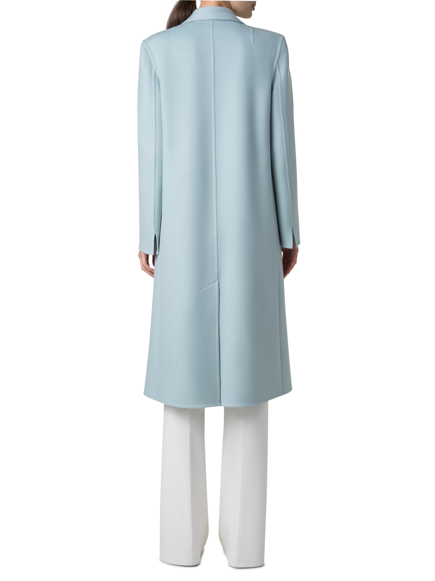 Designer Double Breasted Coat in Cashmere Double-Face - pastel - blue 