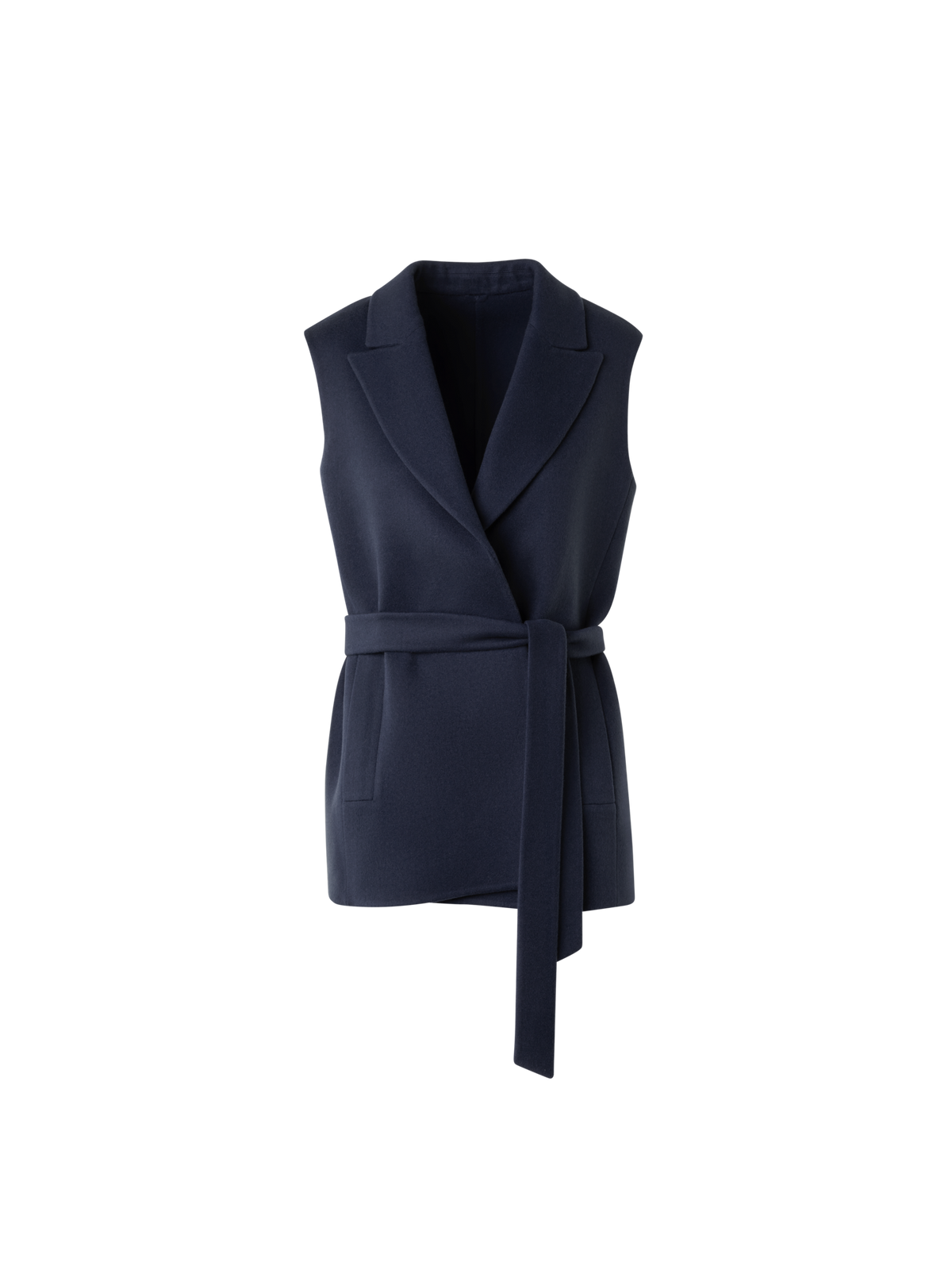 Designer Short Duo Coat - Cashmere Vest and Bolero - neutral - navy - blue