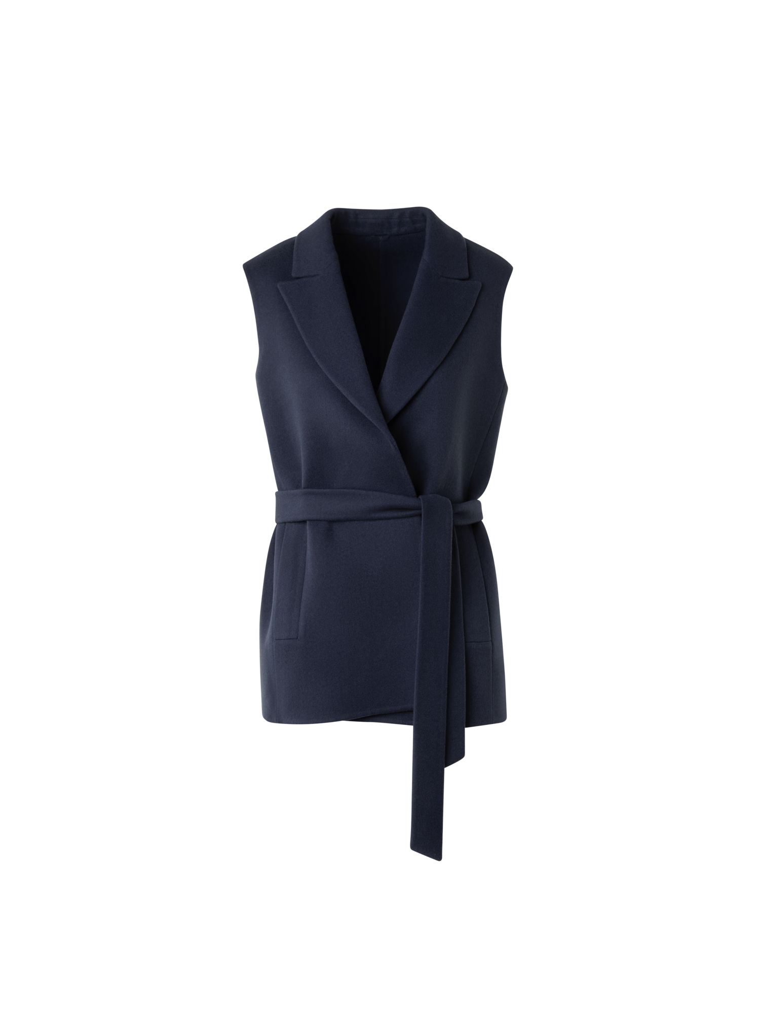 Designer Short Duo Coat - Cashmere Vest and Bolero - neutral - navy - blue