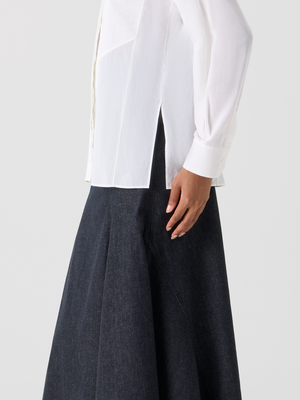 Designer Cotton Blouse with Polygon Inset - white #editorial