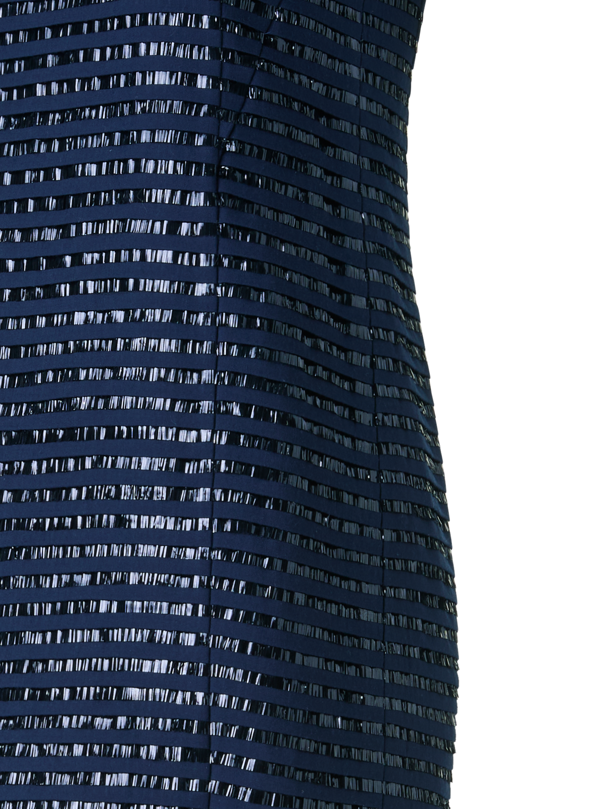 Designer Sheath Dress in Lamé Fringes Embroidery on Wool - navy - blue