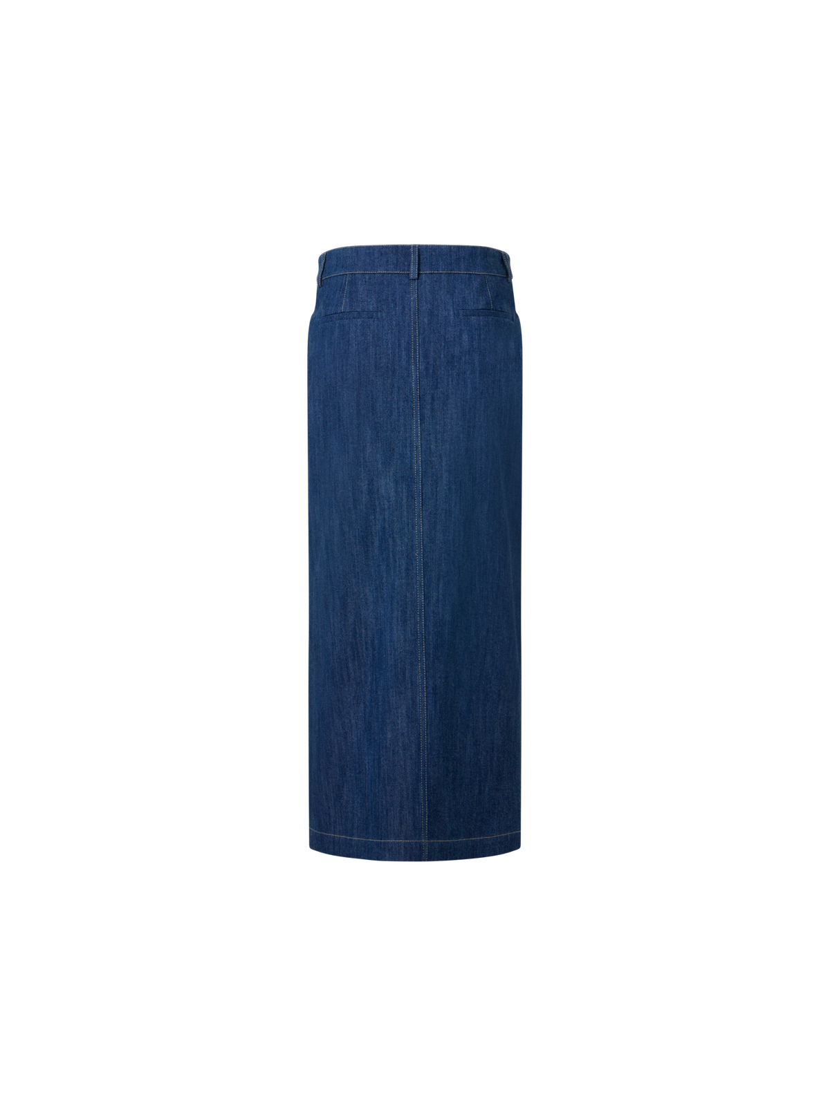 Designer Cotton Stretch Denim Midi Pencil Skirt - navy