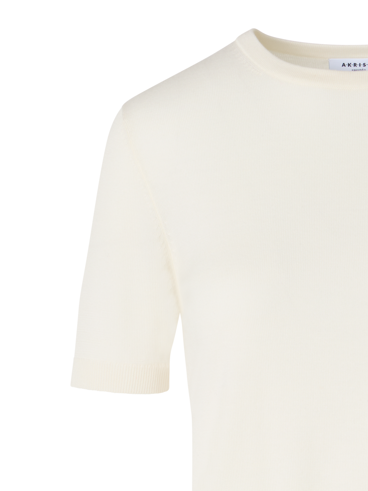 Designer Short-Sleeve Merino Wool Knit Sweater - ecru