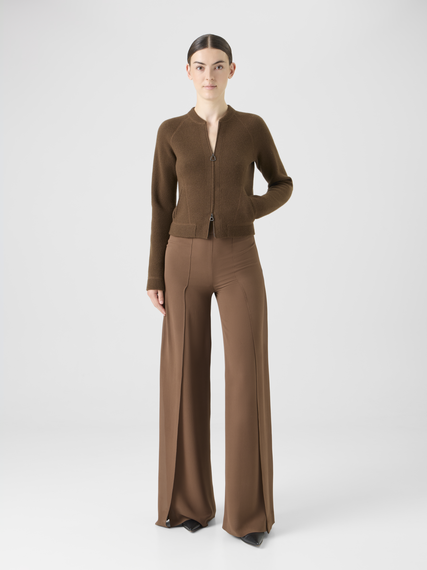 Designer Short Cashmere Piqué Cardigan 