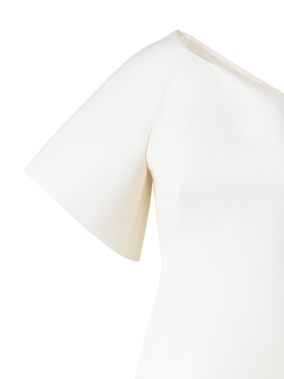 Designer One-Shoulder Wool Double-Face Cocktail Dress - ecru - white