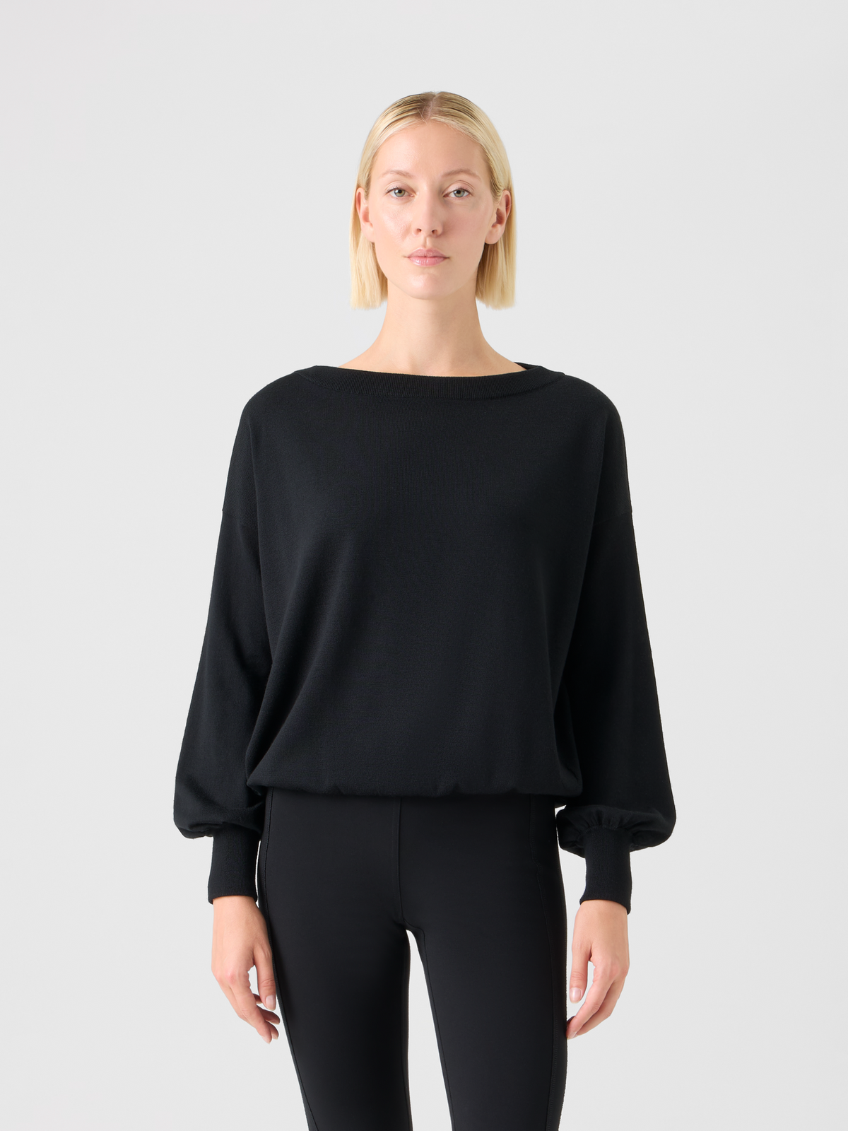 Designer Off-Shoulder Merino Wool Sweater - black #editorial