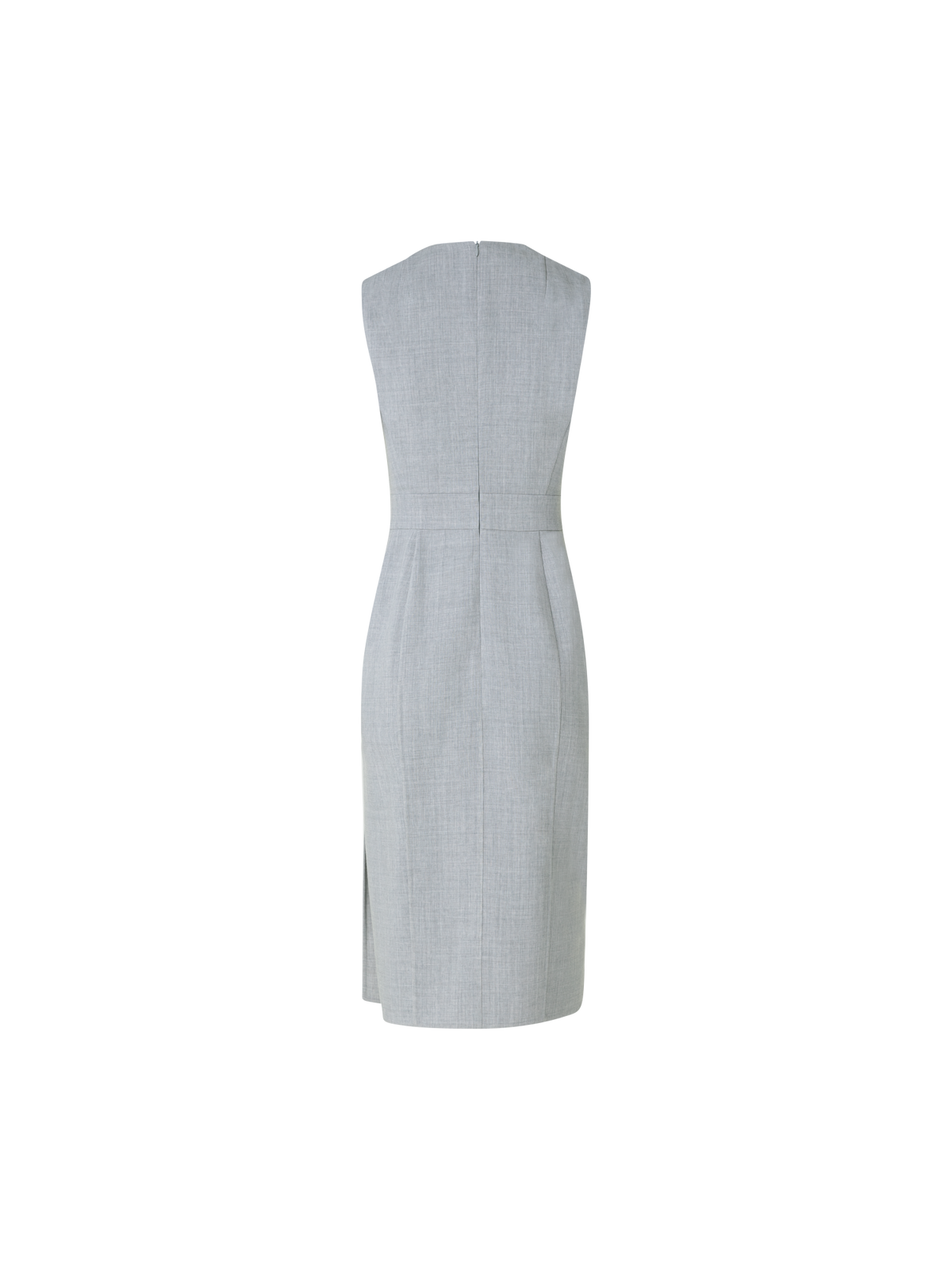 Designer Sleeveless Wool Double-Face Sheath Dress - grey
