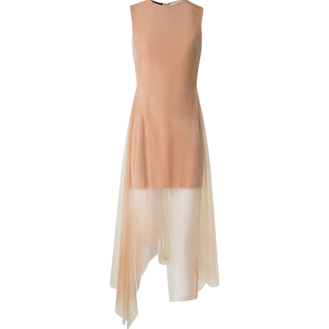 Transparentes Tüll-Kleid mit Chiaroscuro Druck