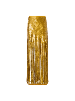 Designer Sequin Fringe Midi Skirt - gold