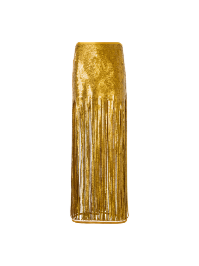 Designer Sequin Fringe Midi Skirt - gold