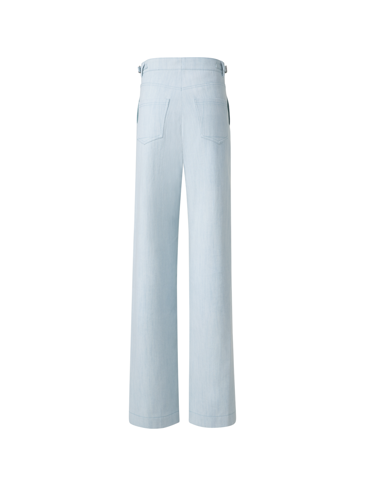 Designer Wide Cotton Denim Stretch Pants - pastel - blue
