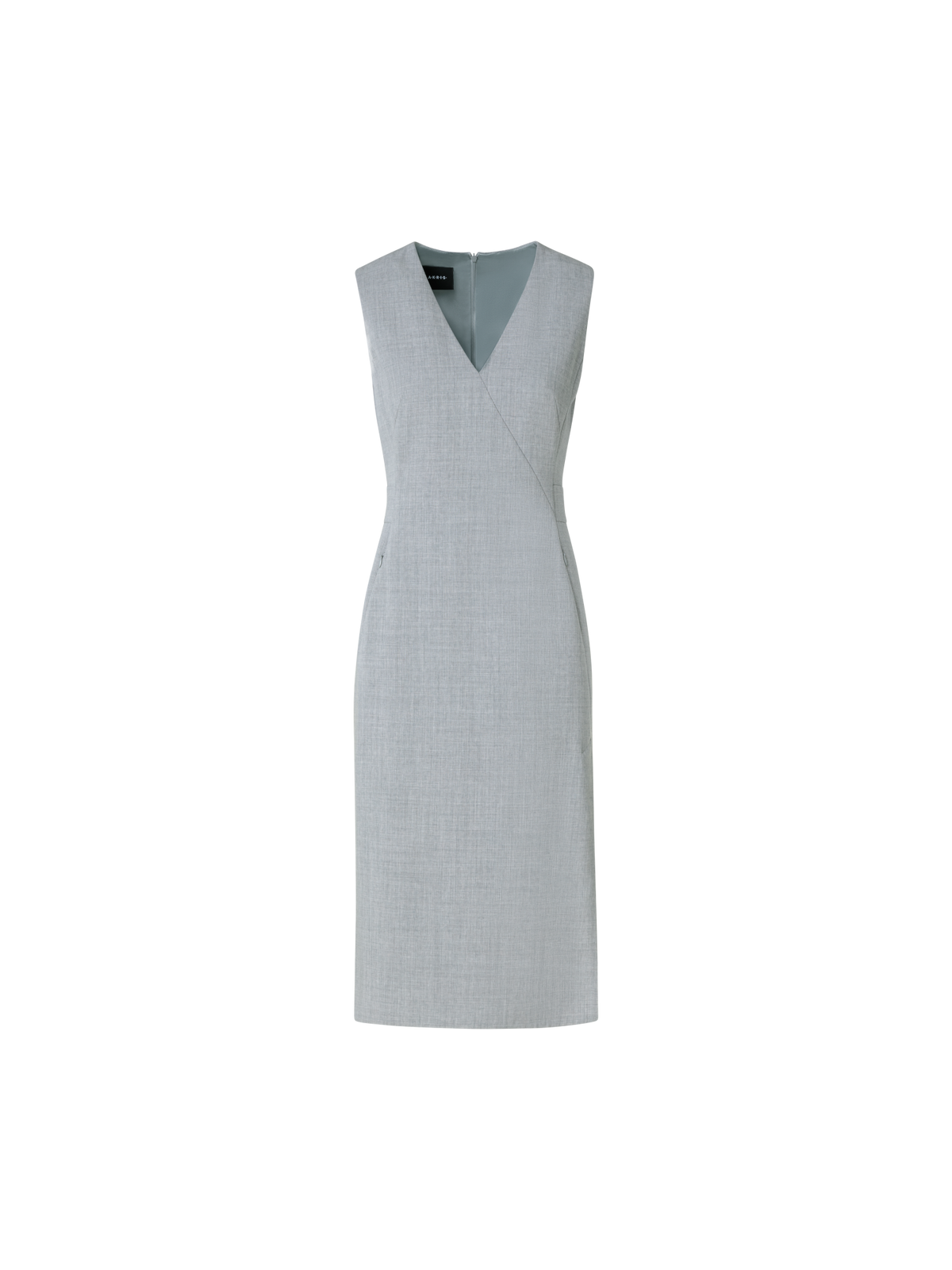 Designer Sleeveless Wool Double-Face Sheath Dress - grey