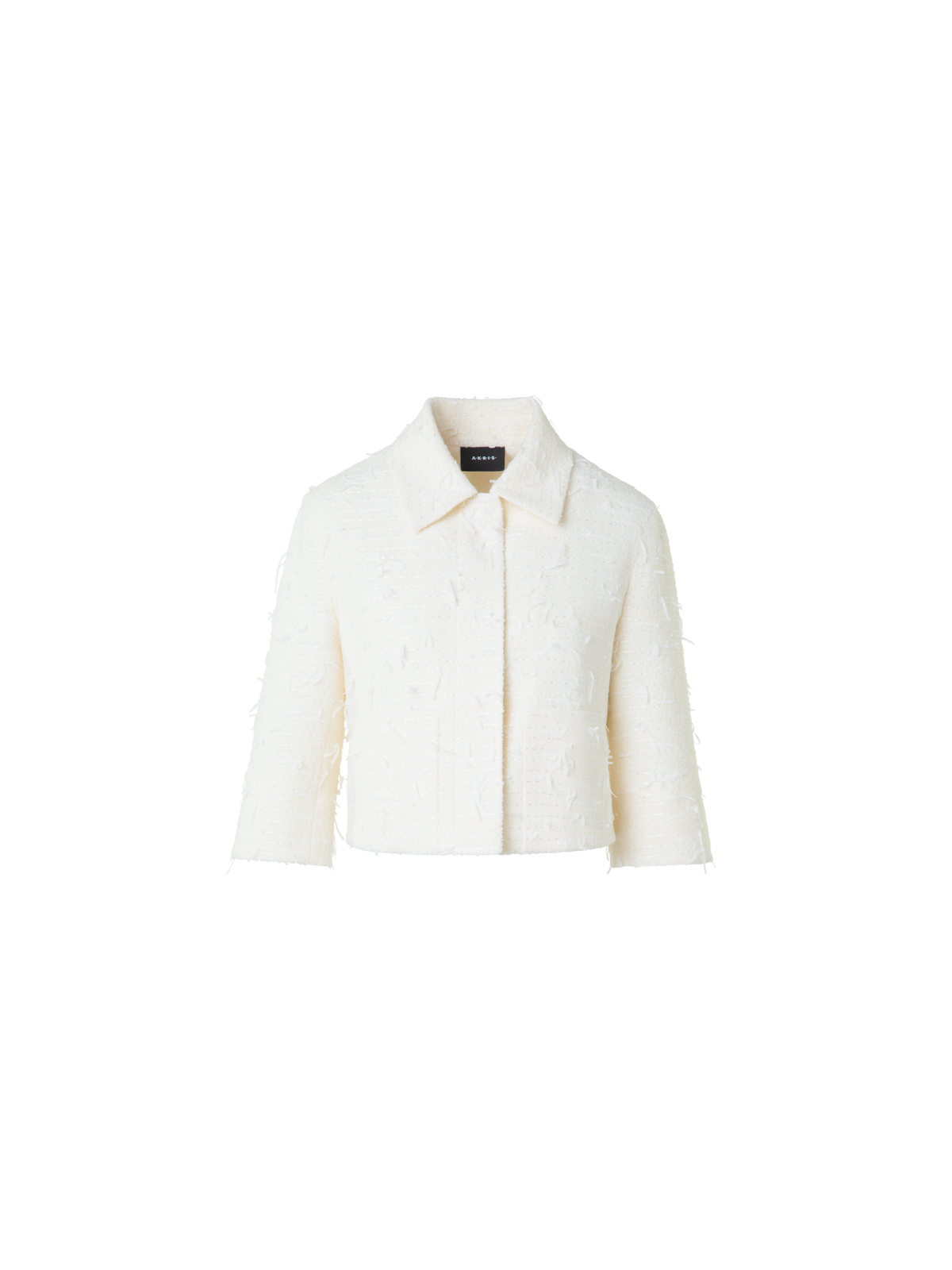 Designer Short Boxy Jacket in Sequins Bouclé - neutral - ecru - white