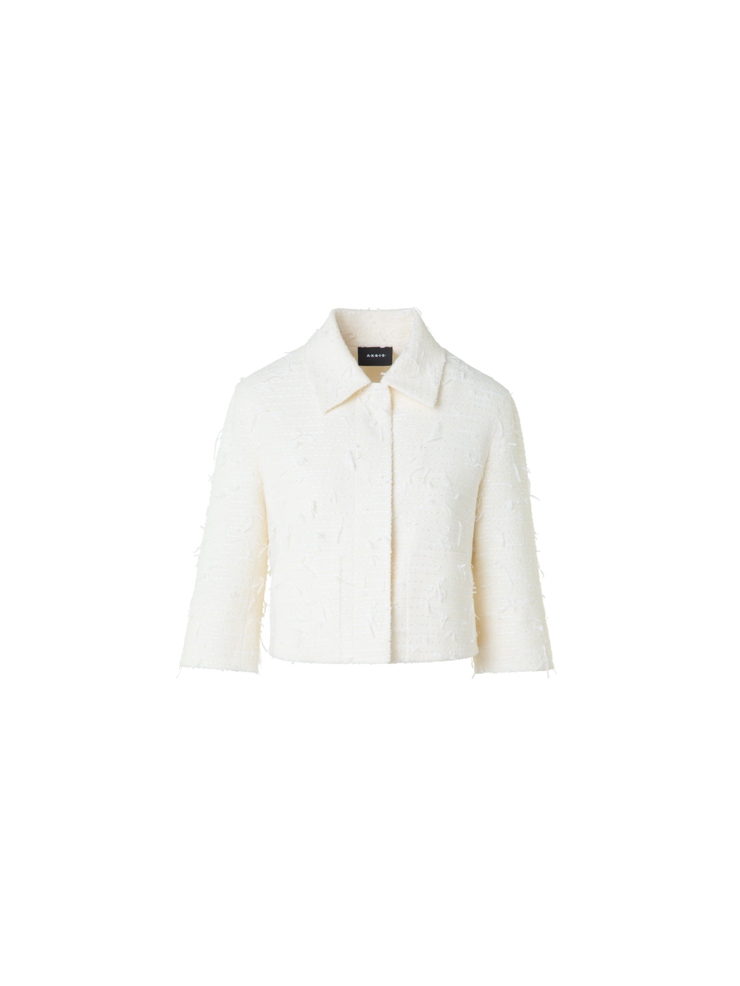 Designer Short Boxy Jacket in Sequins Bouclé - neutral - ecru - white