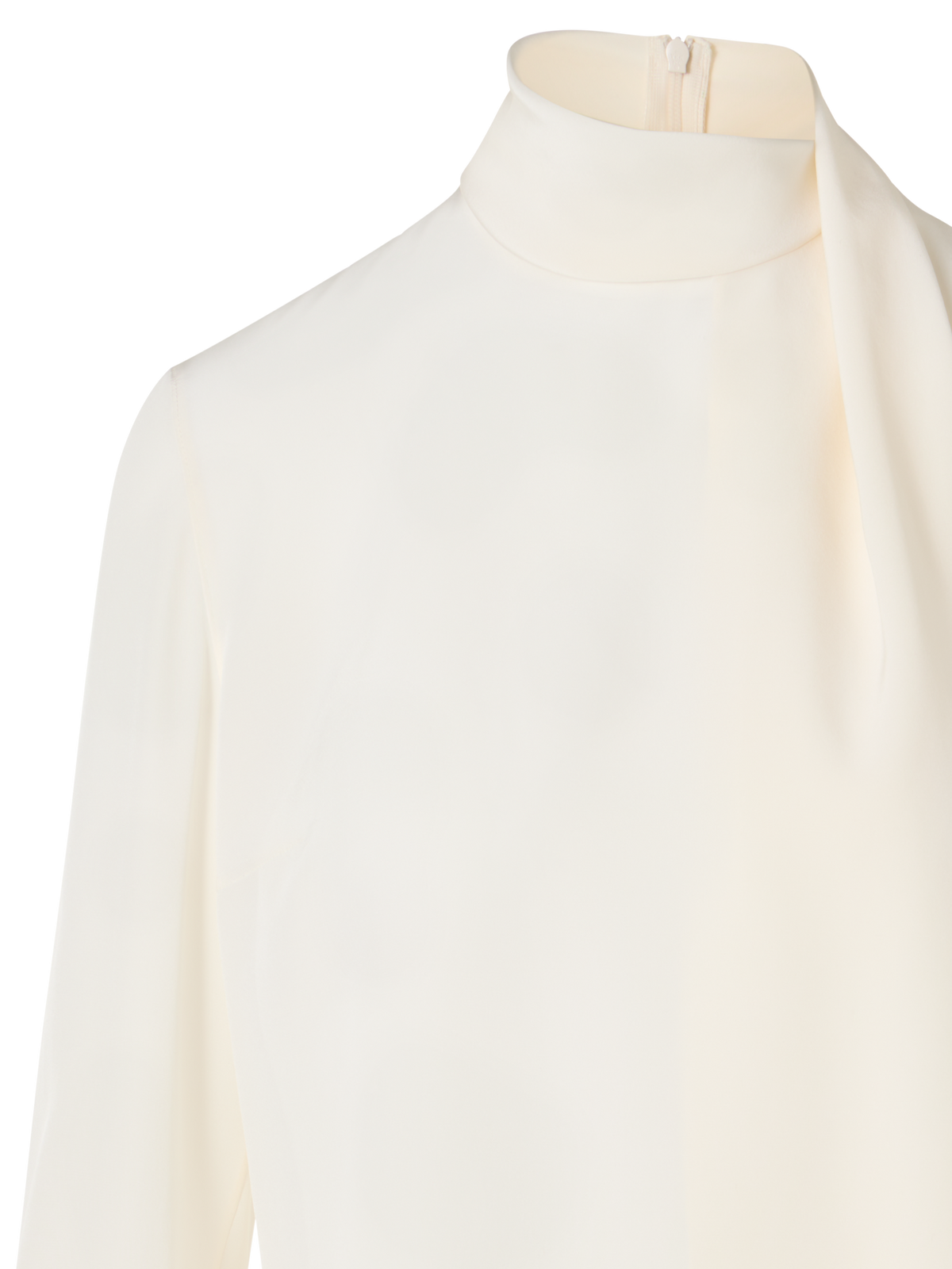 Designer Silk Blouse with Shawl Draping - ecru