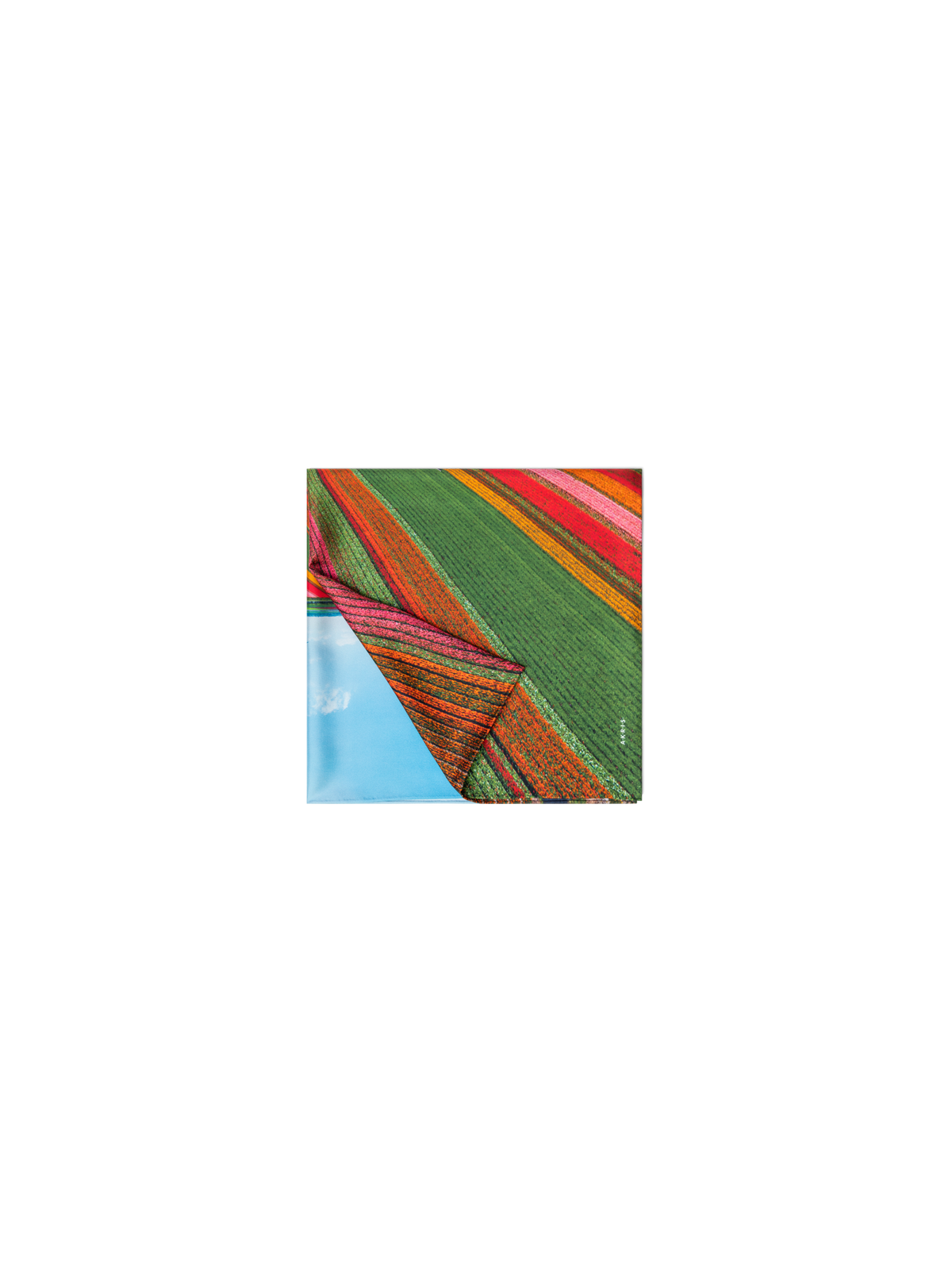Designer Scarf in Silk with Wind Turbine Print - multicolor