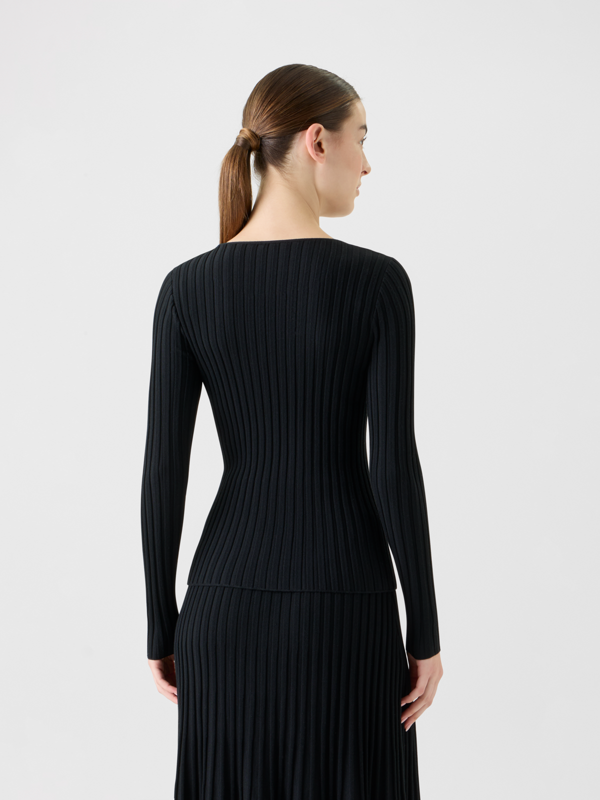 Designer Merino Wool Rib Knit Pullover - black - neutral #editorial