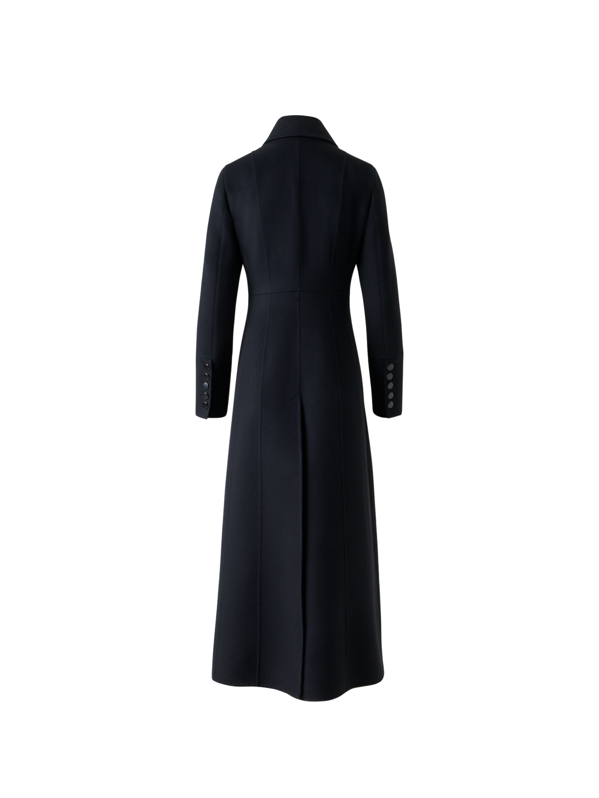 Designer Long Redingote Wool Double-Face Coat - black - neutral