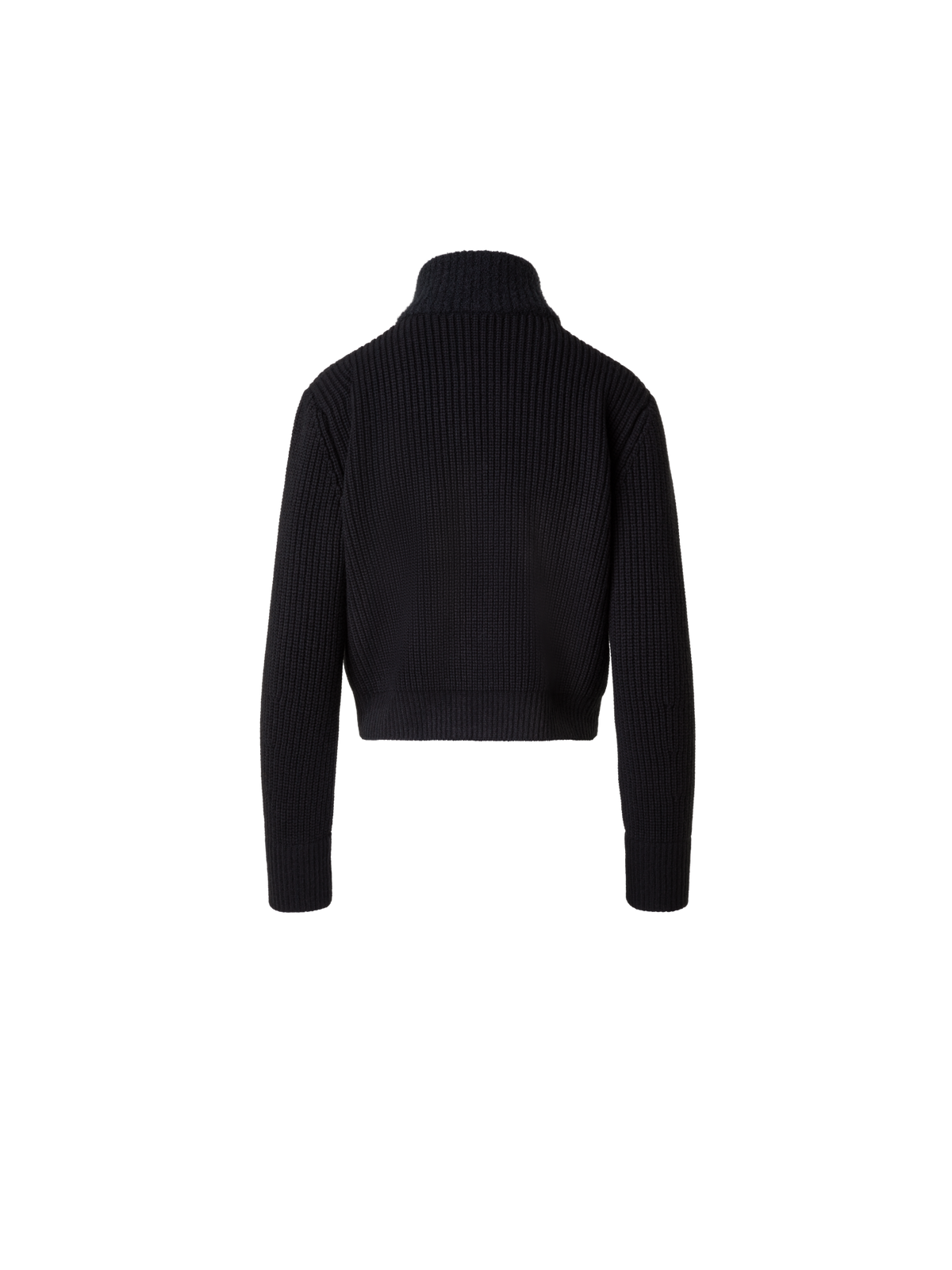 Designer Wool Cashmere Bouclé Blouson Cardigan - black