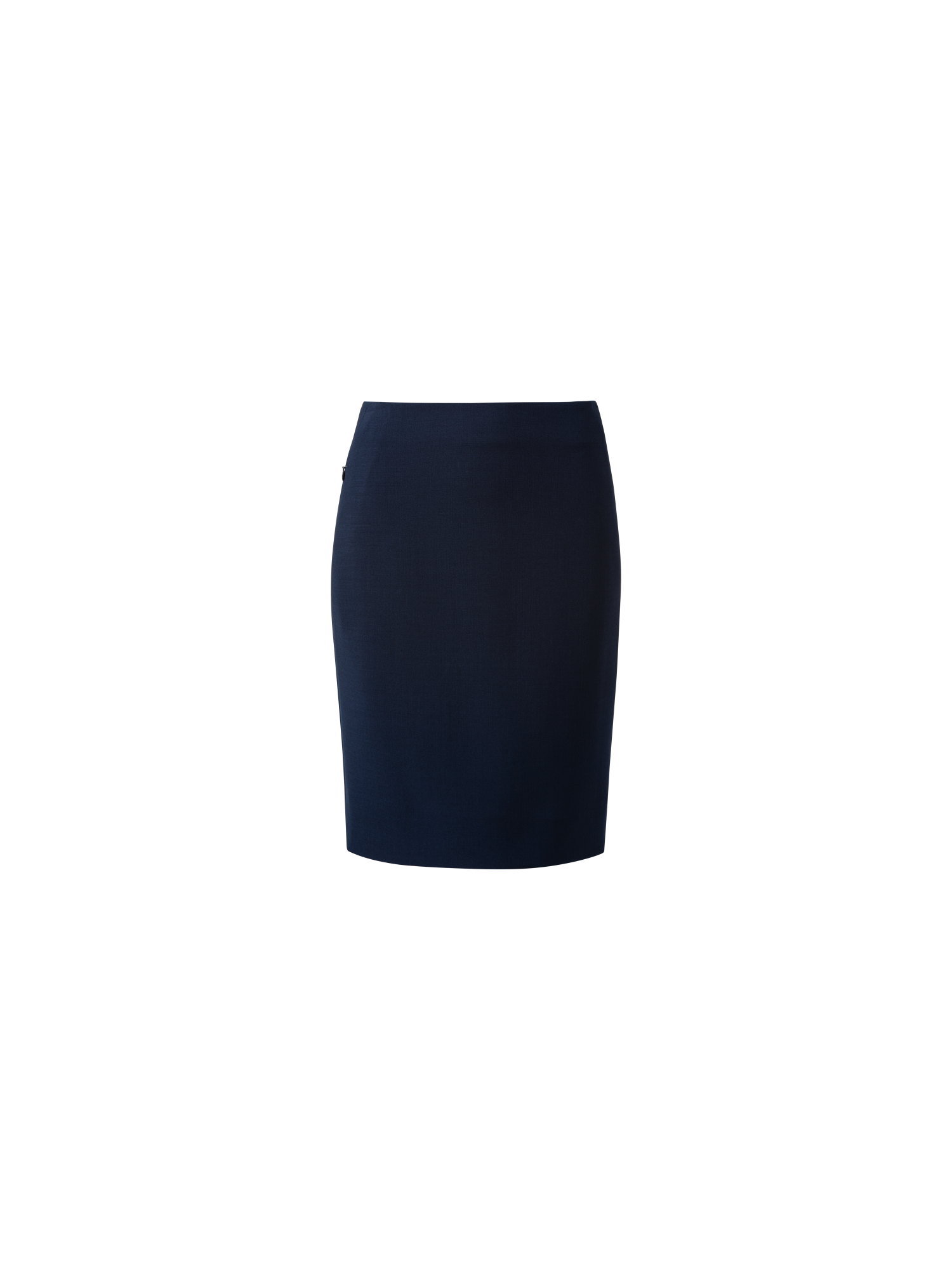Designer Wool Double-Face Pencil Skirt with Zip Pockets - navy - blue