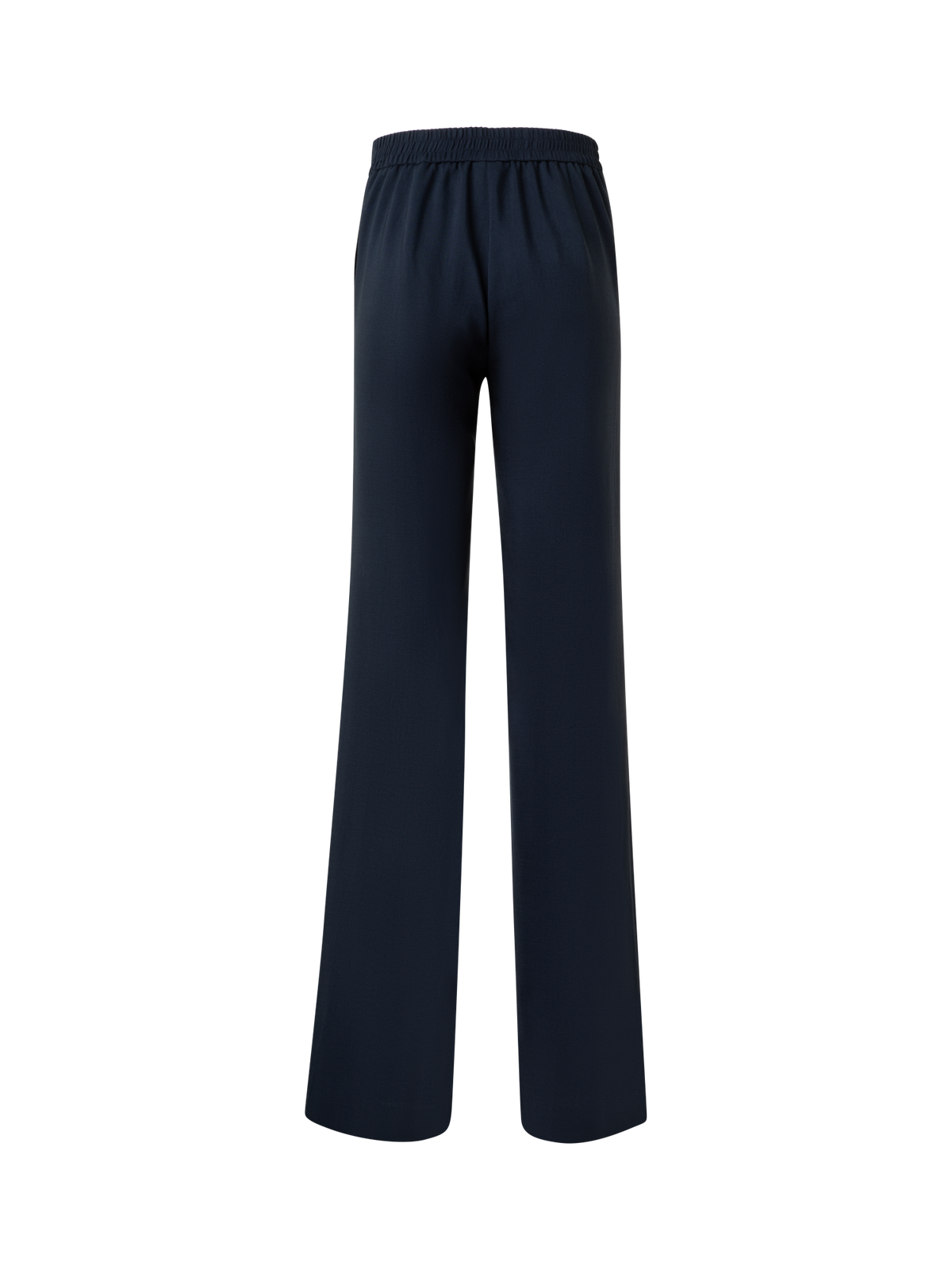 Designer Straight Cool Wool Pants with Elastic Waist - navy - blue